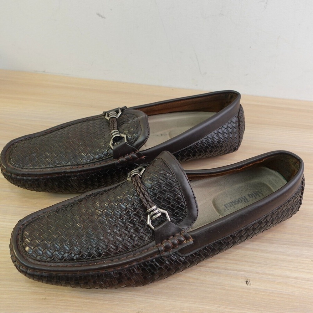 Horsebit Driver Loafers Mens 13 Choco Woven Vegan Leather Slip‎ On ALDO ROSSINI